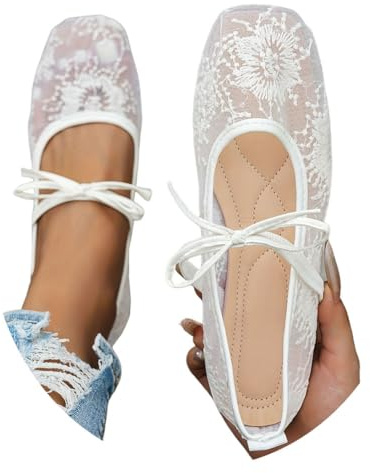 Minetom Ballerines Femme Confortable Confort Mariage Chaussures Dentelle Pieds Larges Plates Ballerine Sexy Souples