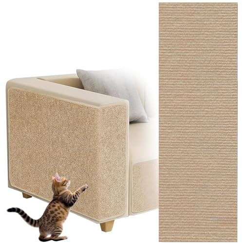 Tapis Griffoir pour Chat Auto-adhésif, dellyy Tapis à Gratter Autocollant pour Chat, Climbing Cat Scratcher, DIY Trimmable Chats Grattoir, Protège Les Tapis et Canapés (Kaki, 40×300cm)