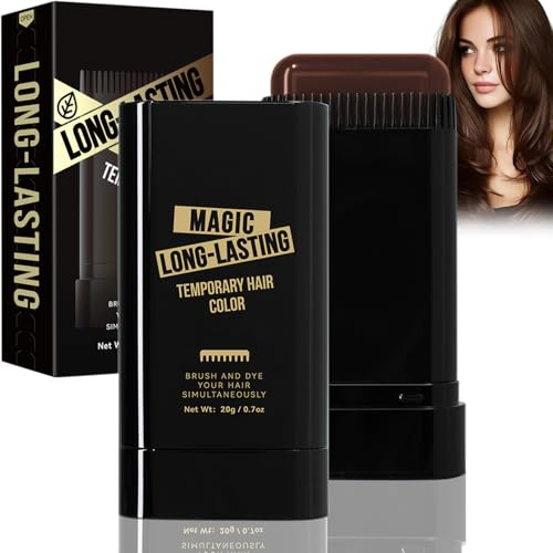2-in-1 Hair Colour Stick With Built-In Comb - Waterproof Sweatproof Temporary Hair Dye For Grey Root Touch-Up Cover Beard And Facial Easy Portable Application Ideal For Daily Travel (Espresso Brown)