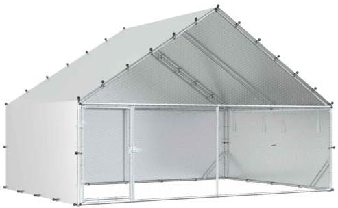 vidaXL Hönsgård med tak Silver 300 x 200 x 190 cm Galvaniserat stål