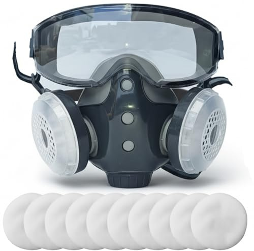 Comebachome heltäckande andningsskydd mask med filter, återanvändbar gasmask för målning slipning av kemiskt arbete