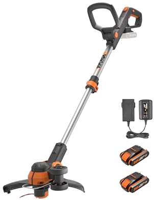 WORX WG163E 18V (20V MAX) Cordless Grass Trimmer With Command Feed And 2 Batteries Strimmer Line Strimmers Edge Cutter Black