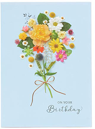 Biglietto di auguri di compleanno floreale con scritta On Your Birthday (lingua italiana non garantita)