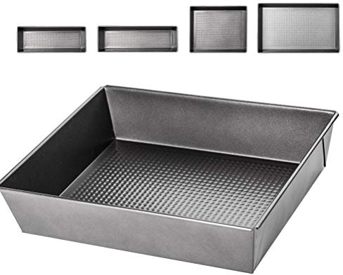 KADAX Molde para Horno, Molde rectangular, Bandeja para hornear de Acero con Recubrimiento Antiadherente, Fuente de Horno, plateado Molde para Pasteles (27,5 x 22,5 x 6 cm)