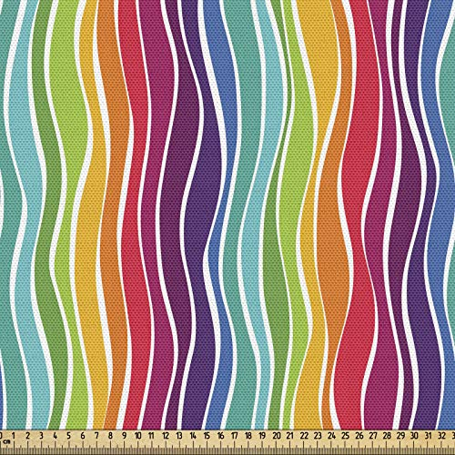 ABAKUHAUS Regenbogen Gewebe als Meterware, Strudel Vertical Waves Kunst, Schön Gewebten Stoff für Polster und Wohnaccessoires, 1M (160x100cm),Regenbogen