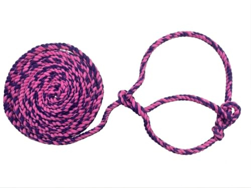 Cotton Rope Halter for Ponies and Small Animals – Adjustable Lightweight Halter for Shetland, Section A, Sheep, Llama and Calf – Made in the UK (Pink/Purple)