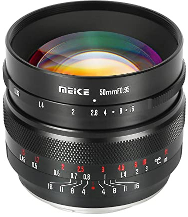 Meike Objectif fixe APS-C à ouverture standard 50 mm F0.95 compatible avec appareils photo sans miroir Sony E-Mount ZV-E10 ZVE10 II NEX 5R NEX 6 7 A6600 A6400 A5000 A5100 A6000 A6100 A6300 A6500 A3000