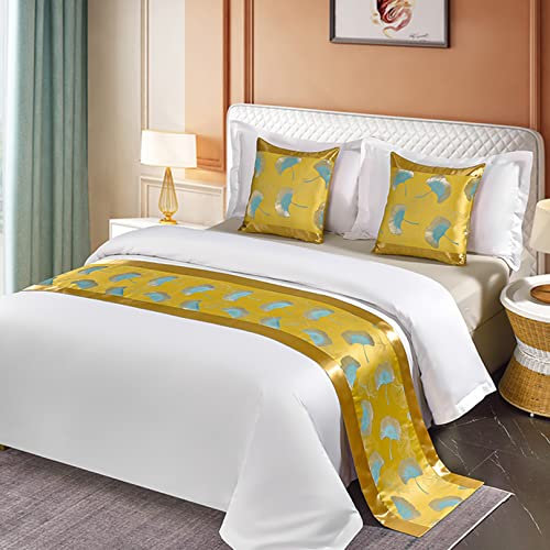 TTiiLoe Bettläufer für Bettfuß, Betttuch, Betttuch, Bettschal, Tagesdecke, Dekor, Bettwäsche, Schutzbezug, Bettmatte für Hotel, Schlafzimmer, Zuhause, Gelb, 50 x 210 cm für 1,5 m Bett