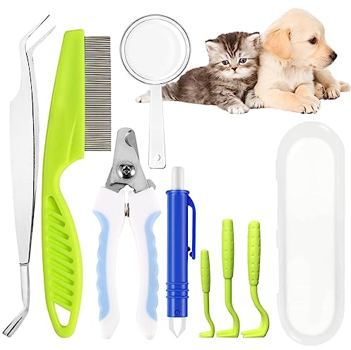 Veiteibe Zeckenentferner Für Hunde Katze - Zeckenzange Set 8 In 1 Set Mit Etui, Zeckenschutz Für Kinder & Haustiere, Hund, Katze Und Mensch