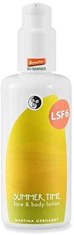 Martina Gebhardt SUMMER TIME Face & Body Lotion (150ml) Körper- & Gesichtslotion für gestresste & gereizte Haut Feuchtigkeitscreme mit LSF 6 Als Bodylotion & Gesichtscreme Naturkosmetik (Vegan)