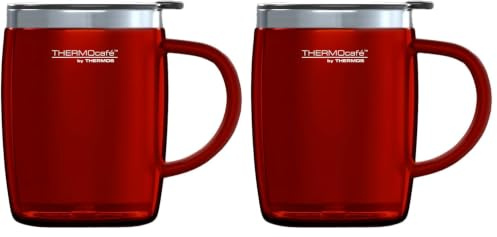 Thermos ThermoCafé 187094 Translucent Desk Mug, Red, 450 ml (Pack of 2)