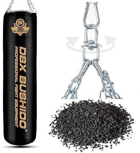 DBX BUSHIDO SPORT Boxsack Gefüllt mit Gummigranulat 140 cm - Box Sack 60 kg - Training Boxen Sport und Kickboxen - Punching Bag (Golden Mit Granulat)