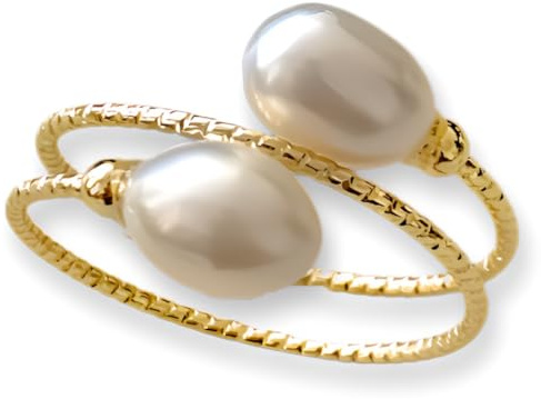 Handcrafted Freshwater Pearl Ring, Chunky 14K Gold Plated, Non Tarnish