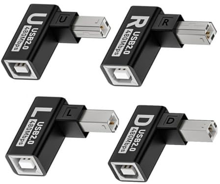 chenyang 4 Pack USB 2.0 Typ B Druckerstecker auf Buchse 90 Grad abgewinkelter Gender Changer Anschlussadapter für Disk Scanner Piano Decoder
