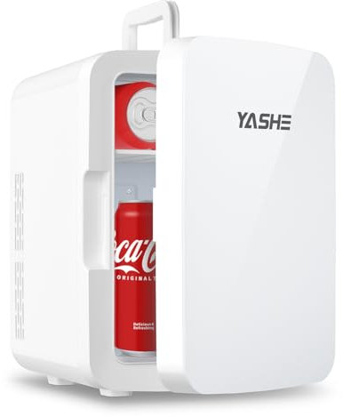 YASHE Mini réfrigérateur 10 litres/12 canettes, réfrigérateur pour chambre à coucher, 110 V CA/12 V CC, refroidisseur thermoélectrique et chauffage, petits réfrigérateurs pour boissons, bureau,