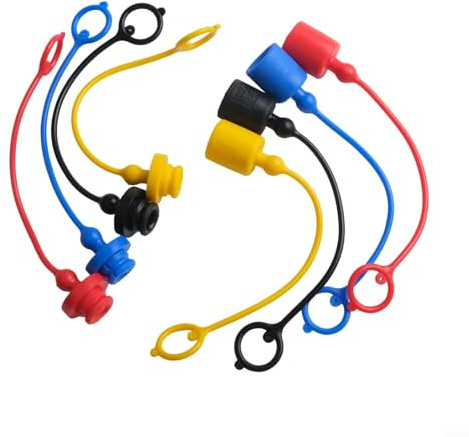 Cloudpower 4 Paar Hydraulikschlauch Staubschutzkappe aus Gummi 3/8 NPT Hydraulik Schnellkupplung Staubschutzkappe und Buchse Steckerabdeckung mit Haltering