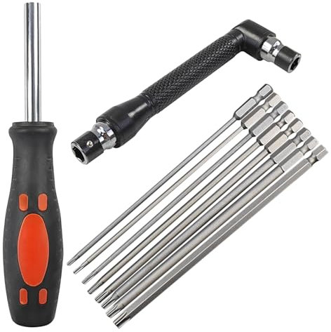 8 Piezas Destornilladores Torx Kit, T8-T40 Destornillador Torx con Mango y Llave, Puntas de Destornillador Largas de 200 mm, para Atornilladores Eléctricos y Taladros (negro)