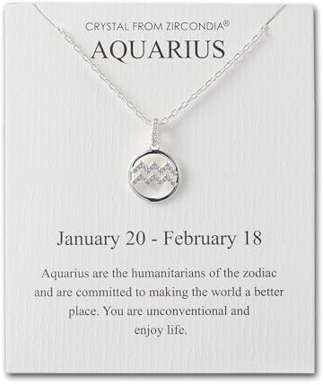 Philip Jones Collar con signo zodiacal de acuario y tarjeta de cita con cristales de Zircondia®, Cristal, Cristal Zircondia®