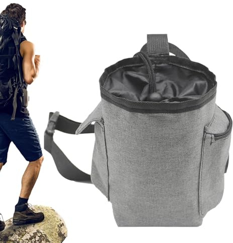 Climbing Chalk Bag, Chalk Storage Pouch, Zippered Pocket Adjustable Waist | Belt, Secure Drawstring Closure, Bouldering Bags For Rock Weightlifting, Gymnastics, 7.09x3.94x3.94 Inches
