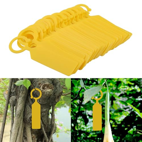 100 Piezas Etiquetas Plantas de Plástico, Etiqueta Jardinería Impermeables Exterior, Marcadores Reutilizables Plantas para Viveros Semillas Huerto (Amarillo)