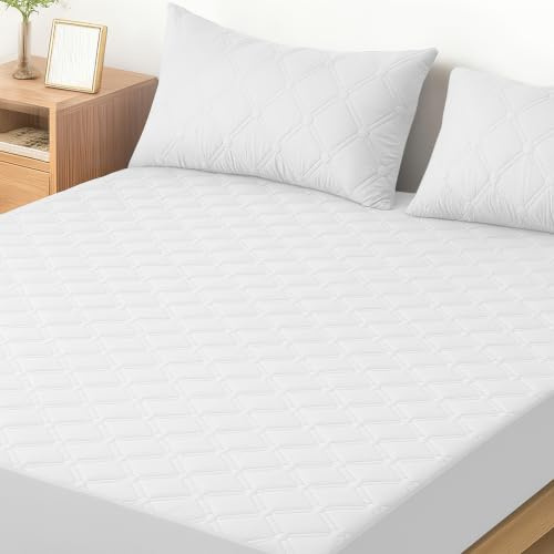 Ystyle Coprimaterasso Matrimoniale Impermeabile 160 X 190 CM, Elastica Coprimaterasso Antiacaro Antigraffio, Copri Materasso Con Angoli Anallergico, Proteggi Materasso Lavabile, Bianco