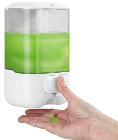 Modunful - Dispensador de jabón líquido montado en la pared, manual, sin taladro, dispensador de jabón de manos/desinfectante para baño, alta capacidad para cocina, hotel y espacios comerciales, 1000