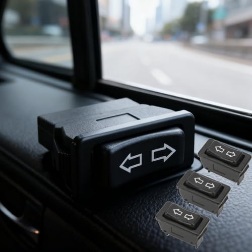 Hapivida Interruttore Alzacristalli Auto, Interruttore Universale 5 Pin 12V/24V con Luce Verde, 4 Pezzi in Plastica Durevole per Finestrini Elettrici, Facile Installazione per Automobili