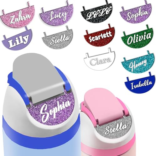 Backquik Personalized 3D Name Plate for Water Bottle 24oz 32oz 40oz Customized Lid Topper Bottles Accessories Tag Decorations for kid 20 Styles