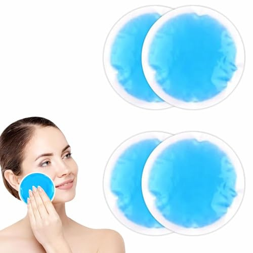 Discos Gel Frío, Bolsa Gel Frío y Caliente para Ojos, Almohadillas de Refrigeración Pequeñas, Almohadillas de Refrigeración para Ojos, Compresas Frías y Calientes, Paquetes de Hielo,4 Unidades