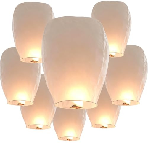 8 Pcs Chinese Lanterns for Outside, Paper Lanterns to Release in Memory for Weddings and Anniversaries, Sky Lanterns for Memorial Events and Outdoor Parties, Japanese Lantern Style Memorial Balloons F
