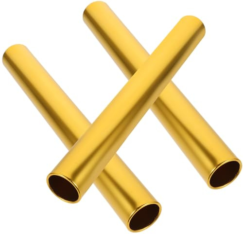 Luxshiny 3pcs Golden Aluminum Alloy Relay Sticks, Lightweight and Sturdy Sports for School Field Race and Track and Field Relay Race Competitions