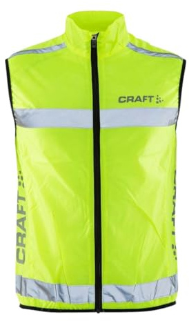 Craft Vindväst synlighet väst (storlek S-XXL), varningsväst unisex med dragkedja, cykelväst, löpväst, reflekterande, XXL, neon