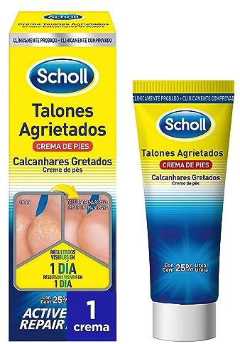Scholl Crema Reparadora Talones Agrietados, 60 ml - Hidratación Intensiva con Urea 25%, Active Repair K+ y Queratina, Repara Pies Secos, Agrietados y Dañados, Resultados desde el Día 1