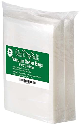 O2frepak 100 Quart Size 8 x 12Vacuum Sealer Bags with BPA Free and Puncture Prevention,Vacuum Seal Freezer Bags,Great for Sous Vide Vaccume Sealer PreCut Bags