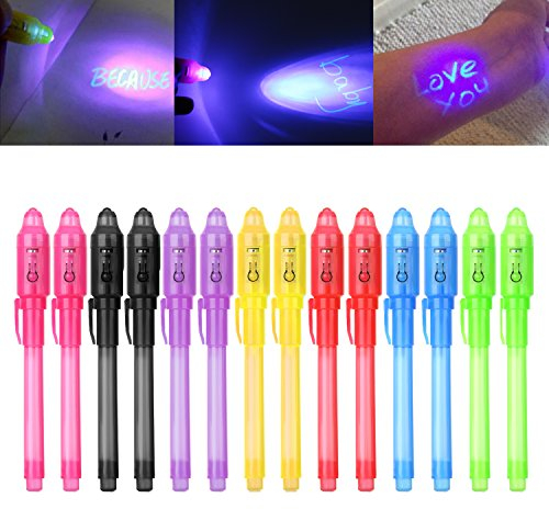 iZoeL Lot de 14 Crayons à Encre Invisible avec Lumière UV Stylo Magique Encre Invisible - Petit Cadeau Anniversaire pour Enfant Fille Garcon - Sac Anniversaire Enfant - Pochette Surprise