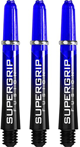 Harrows Supergrip Fusion Schäfte, mit gefrästen Ringen, kurz, 10 Sets (30) (Schwarz & Blau)