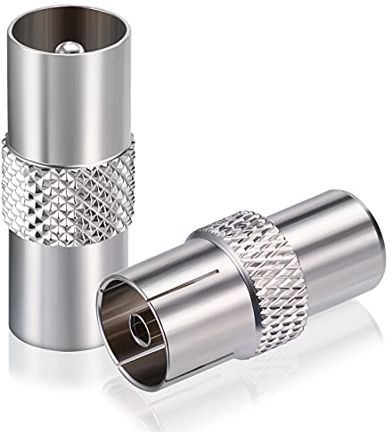 Bingfu TV Aerial Adapter Coaxial Antenna Connector TV Plug to Male & Female Coupling Adapter(2 pieces) for Antenna, Satellite, Coaxial Cables