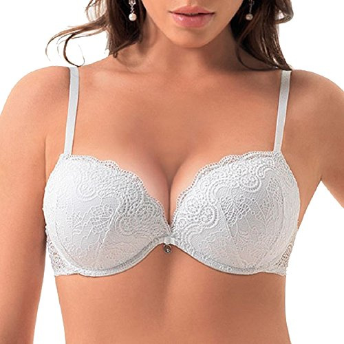 LORMAR Reggiseno Balconcino Double Pizzo Push up Super Imbottito AA8