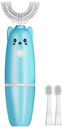 Washranp Spazzolino elettrico a ultrasuoni per bambini, adorabile spazzolino da denti a forma di U a ultrasuoni, pulizia profonda, spazzolino da denti per bambini, ricarica wireless, spazzolino