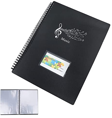 A4 Notenmappe,Notenmappe für Notenblätter 20 Seiten Papier Dokumente Halter Aufbewahrung,Kunststoff Konzert-Chorfolder Registermappen für Musiker Band Music Note