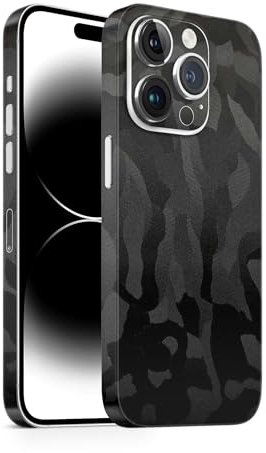TF Skins Skin passend für das iPhone 14 Pro Skin/Schutzfolie für die Rückseite und Seiten in edler Optik inkl. Kameraschutz Schutz vor Kratzern (Shadow Black)