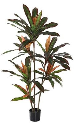 Árbol/Planta Artificial de Ficus, Photinia Rojo Verde, Planta simulada de 120 cm, paisajismo Interior y Exterior, decoración, Sala de Estar, Plantas de plástico en macetas de Suelo