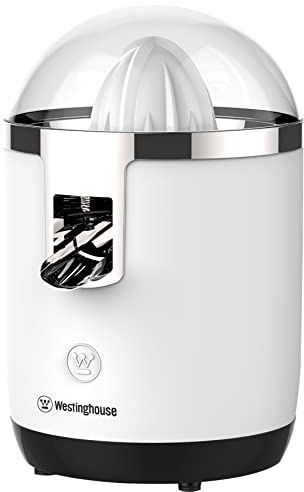 WESTINGHOUSE Entsafter Basic-Serie für Zitrusfrüchte, 70 Watt Motor, Saftpresse elektrisch, elektrische Fruchtpresse mit langsamer Pressfunktion, 2 Presskegel für Zitronen & Orangen, weiß