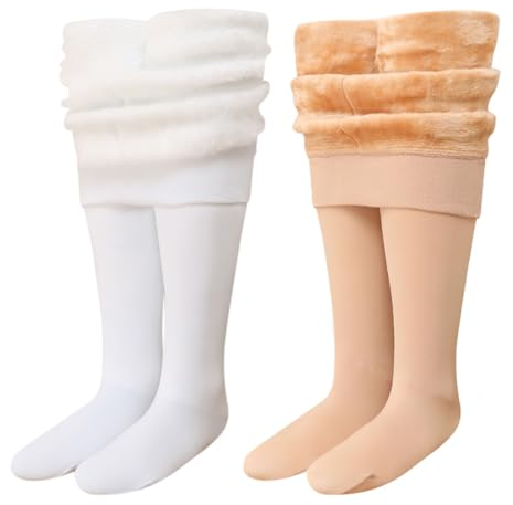 ACMEDE 2er pack Baby Mädchen Thermo Strumpfhose Kinder Winter Warm Fleece Gefütterte Strumpfhosen Gr.92/98/104/116/120/134/146 Ballettstrumpfhose Baby Winter Warm Leggings Strumpfhosen Mädchen