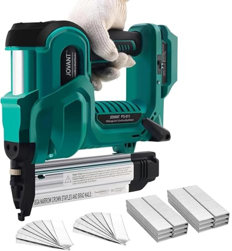 2 in 1 Brad Nailer Cordless for JOVANT 20V Battery, 18 Gauge Brad Nailer, Battery Nail Gun, 800pcs Nails/Staples for Upholstery,Carpentry and Woodworking (Tools Only)