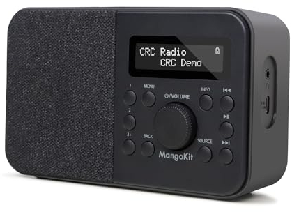 MangoKit PR2S DAB Radio With Bluetooth,DAB+ Digital Radio, FM Kitchen Radio, Portable Radios Mains and Battery, LCD Display, Alarm&Clock&Snooze Timer,40 Preset Stations,Headphone Port- Black
