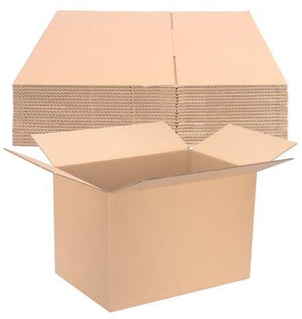 Förpackning vikbar kartong med fingerhål 585 x 385 x 380 mm brun (yttermått 600 x 400 x 400 mm) variabel höjd vid 200/300 mm KK 107G 2-vågig BC-våg flyttlåda, dubbelväggig kartong (5 stycken)