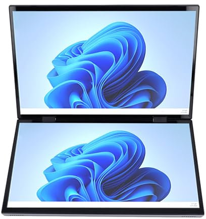 Tosuny Ordinateur Portable Double écran Tactile 14 Pouces, Ordinateur Portable Pliable à 360°, 12ème Génération pour Processeur Celeron, écran Tactile IPS 2,2K, Webcam, WI-FI, Pro