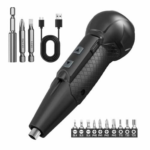 Electric Screwdriver Cordless, Rechargeable Power Tools Set, Portable Magnetic Repair kit with LED Light and Type-C Cable
