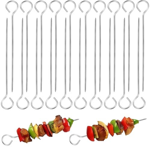 20 Pcs Stainless Steel BBQ Skewers, 5.9 Inch Metal Skewers for Kebabs Air Fryer Grilling BBQ Oven